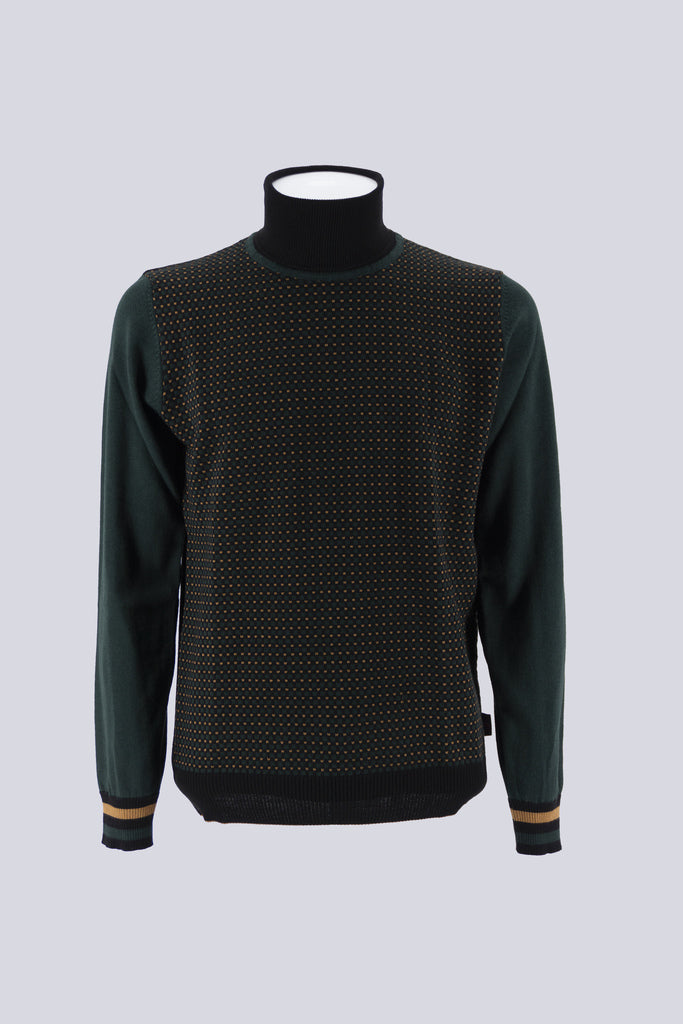 Maglia Collo Alto a Fantasia / Nero - Ideal Moda