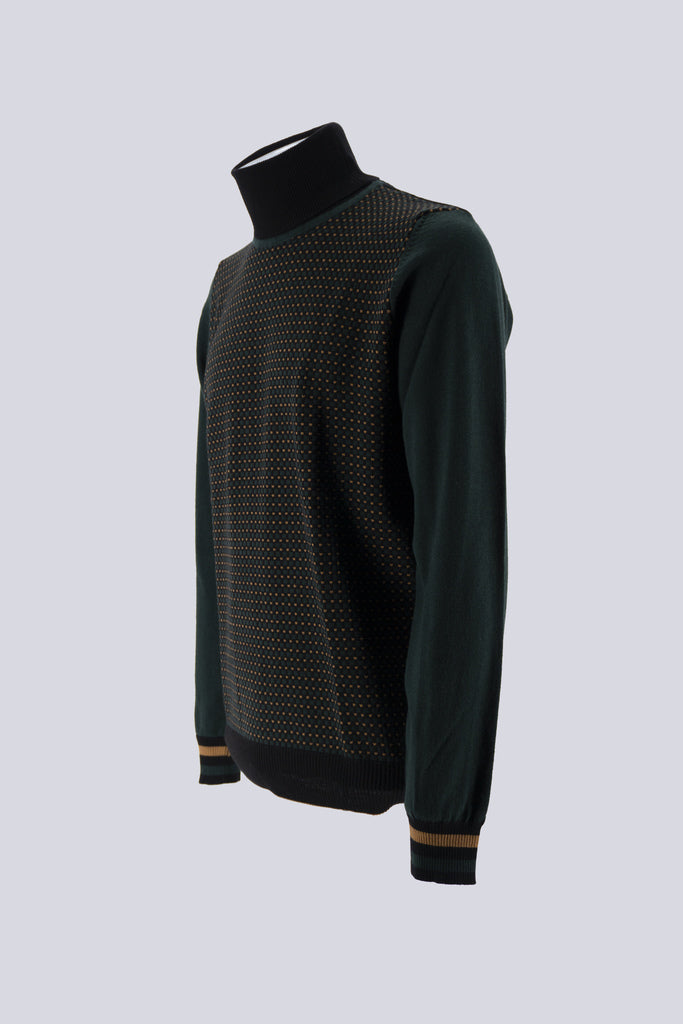Maglia Collo Alto a Fantasia / Nero - Ideal Moda