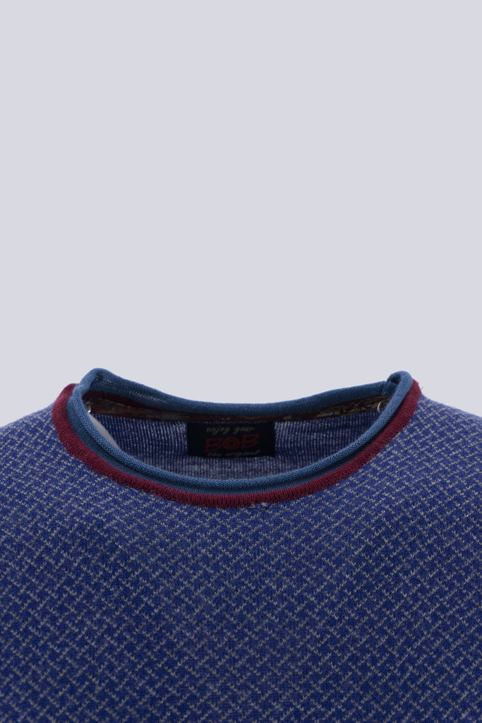 Maglia Girocollo a Fantasia / Blu - Ideal Moda
