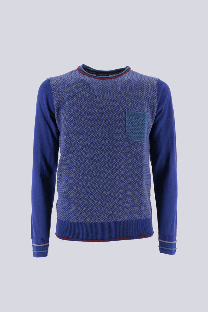 Maglia Girocollo a Fantasia / Blu - Ideal Moda