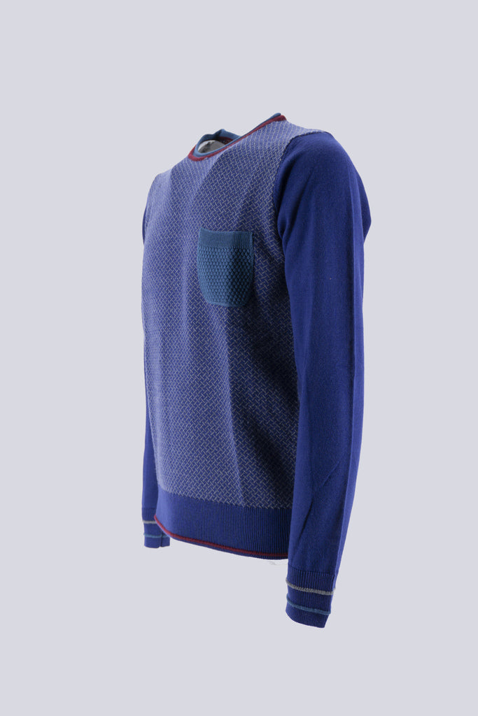 Maglia Girocollo a Fantasia / Blu - Ideal Moda
