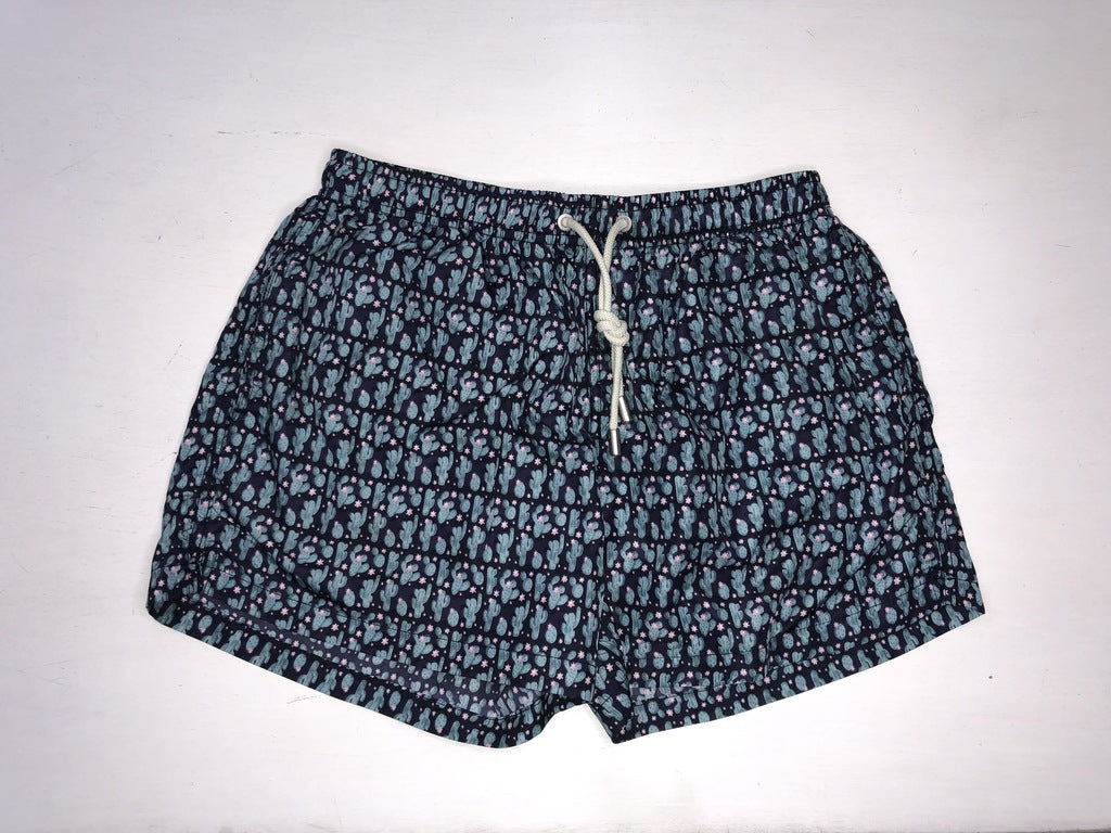 Pantaloncino da mare fantasia Cactus / Blu - Ideal Moda