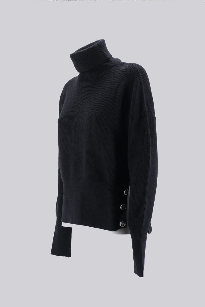 Maglia Collo Alto con Applicazioni / Nero - Ideal Moda