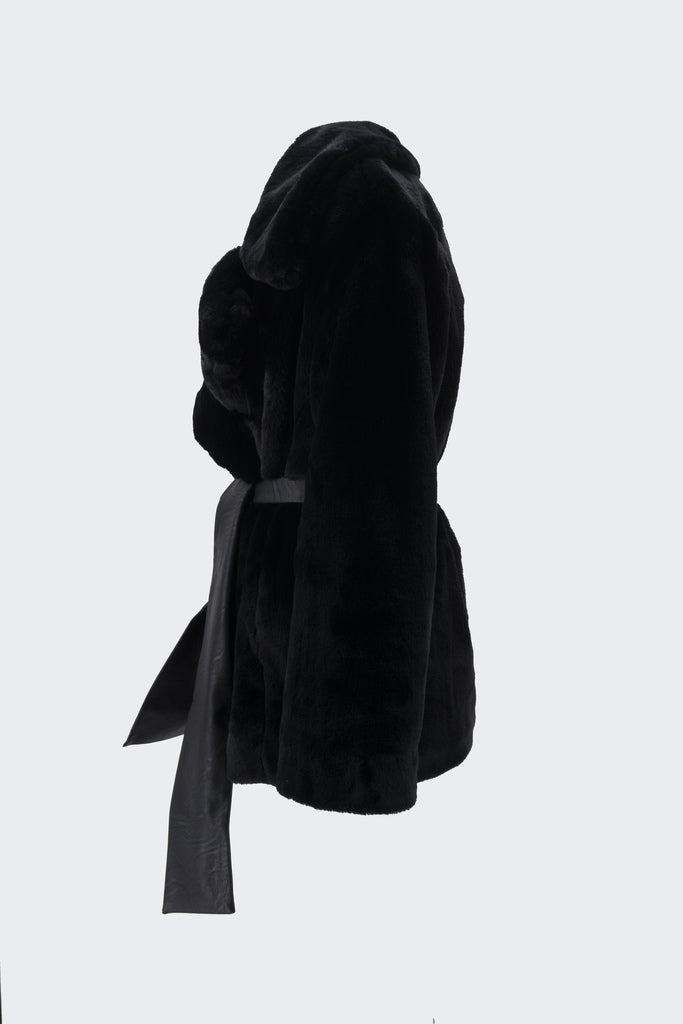 Giacca in Pelliccia Eco / Nero - Ideal Moda