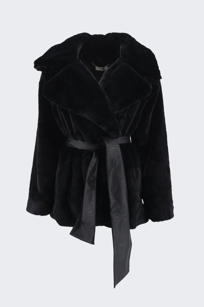 Giacca in Pelliccia Eco / Nero - Ideal Moda