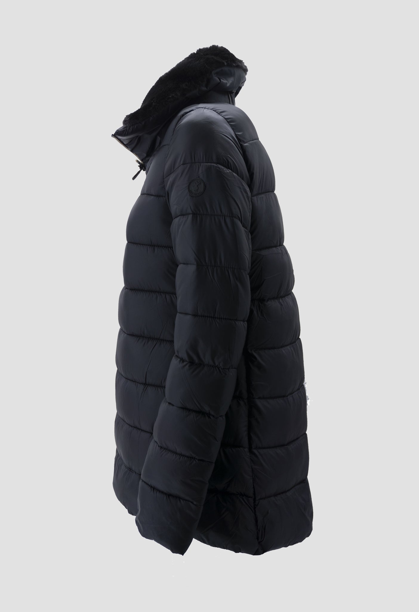Piumino Eco con Collo Eco Pelliccia / Nero - Ideal Moda