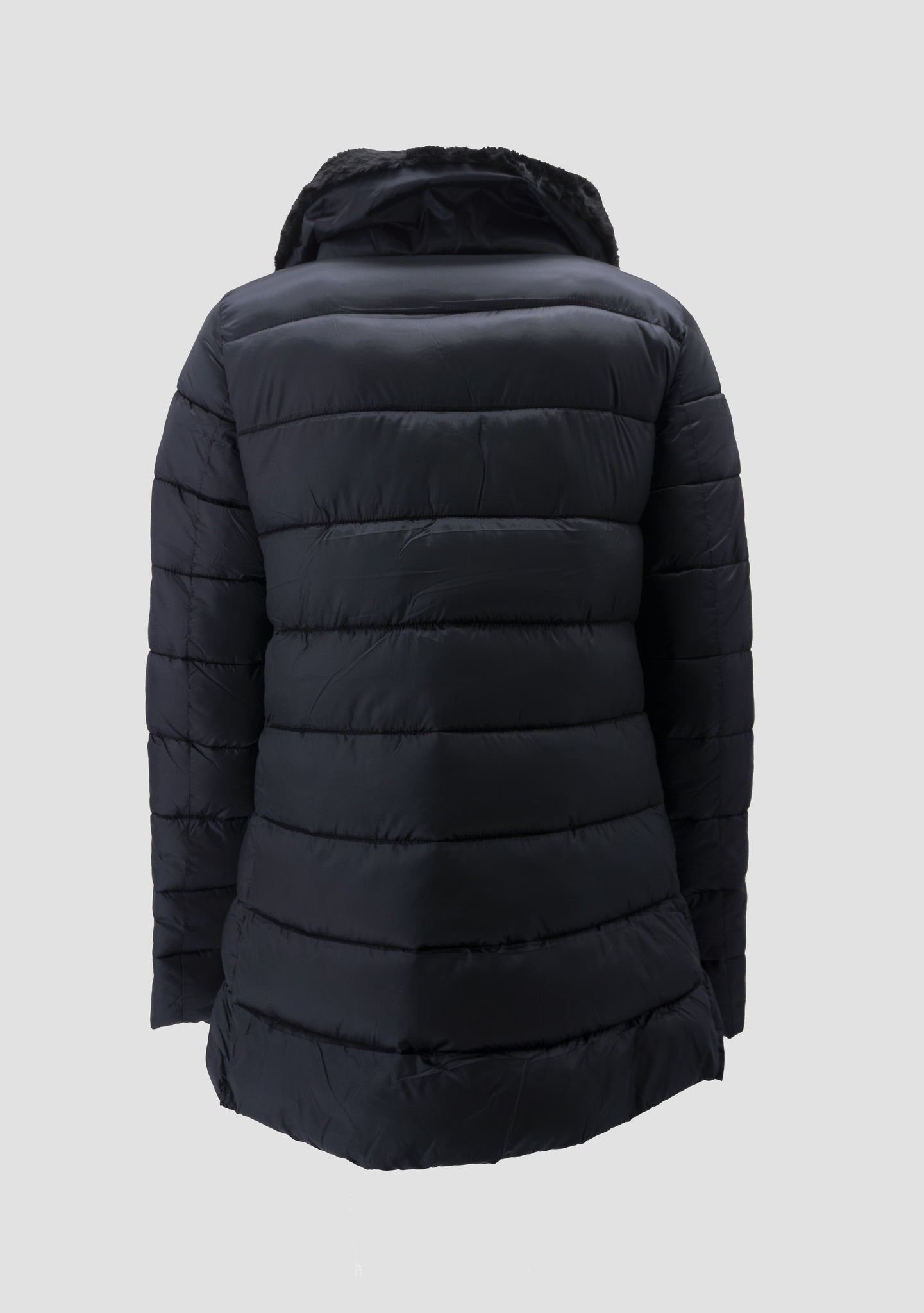 Piumino Eco con Collo Eco Pelliccia / Nero - Ideal Moda