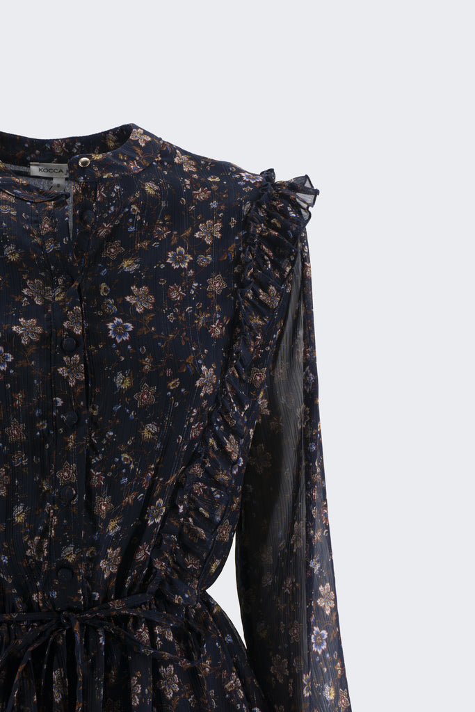 Abito Corto a Fantasia / Blu - Ideal Moda