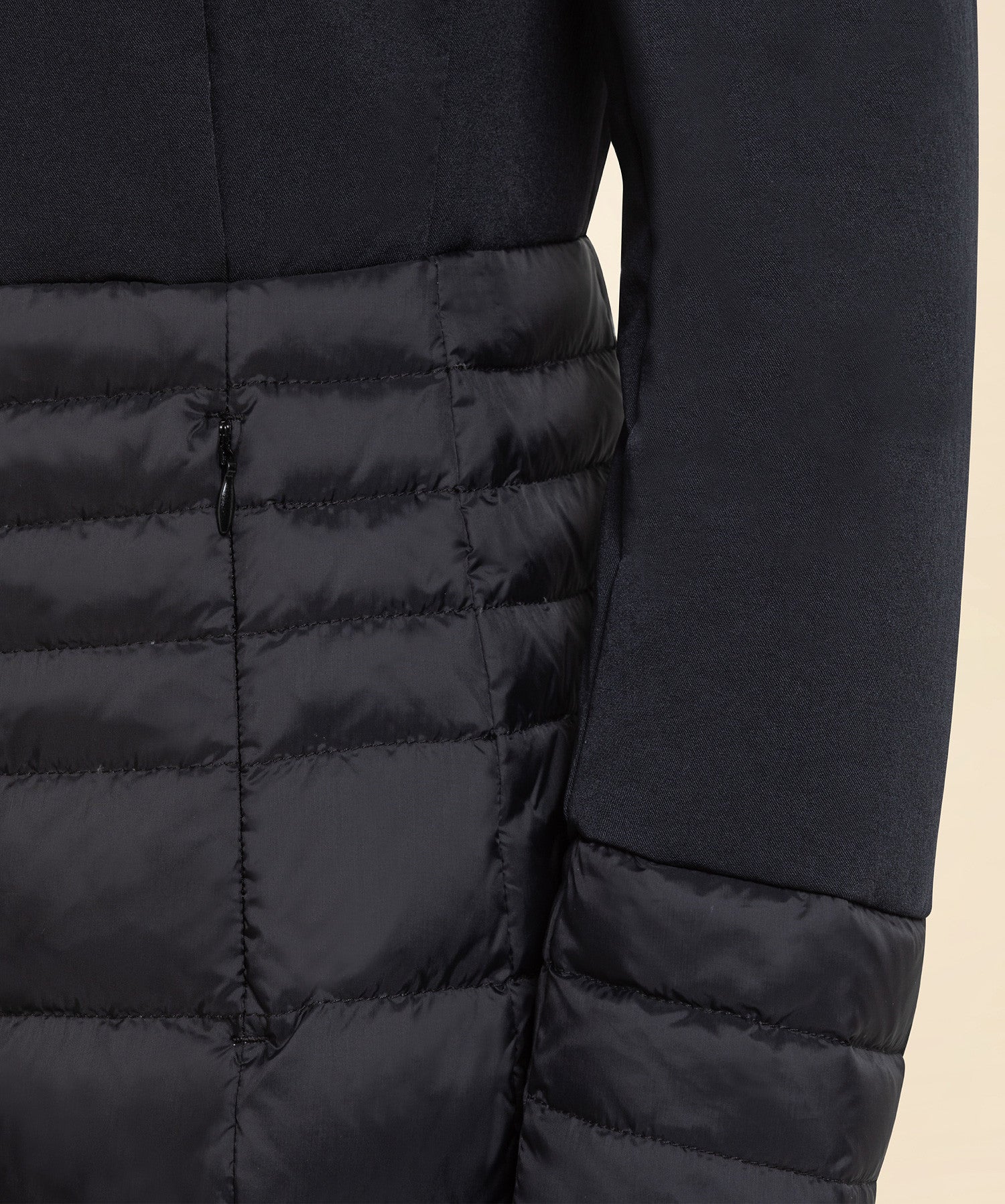 Piumino lungo in doppio tessuto / Nero - Ideal Moda