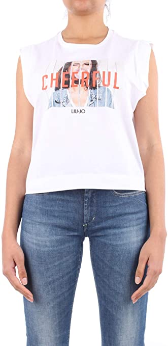 T-Shirt girocollo senza maniche / Bianco - Ideal Moda