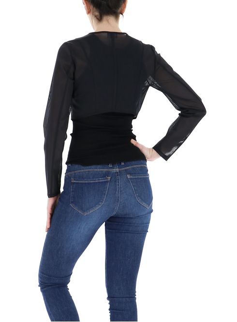 Giacca a girocollo tinta unita / Nero - Ideal Moda