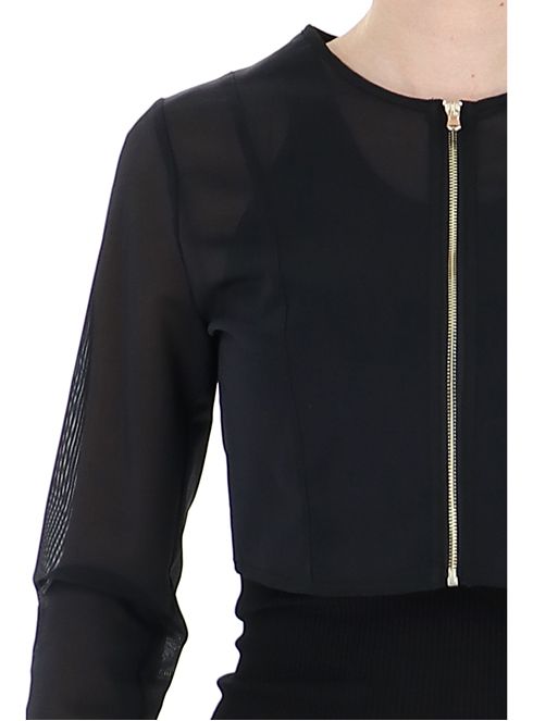 Giacca a girocollo tinta unita / Nero - Ideal Moda