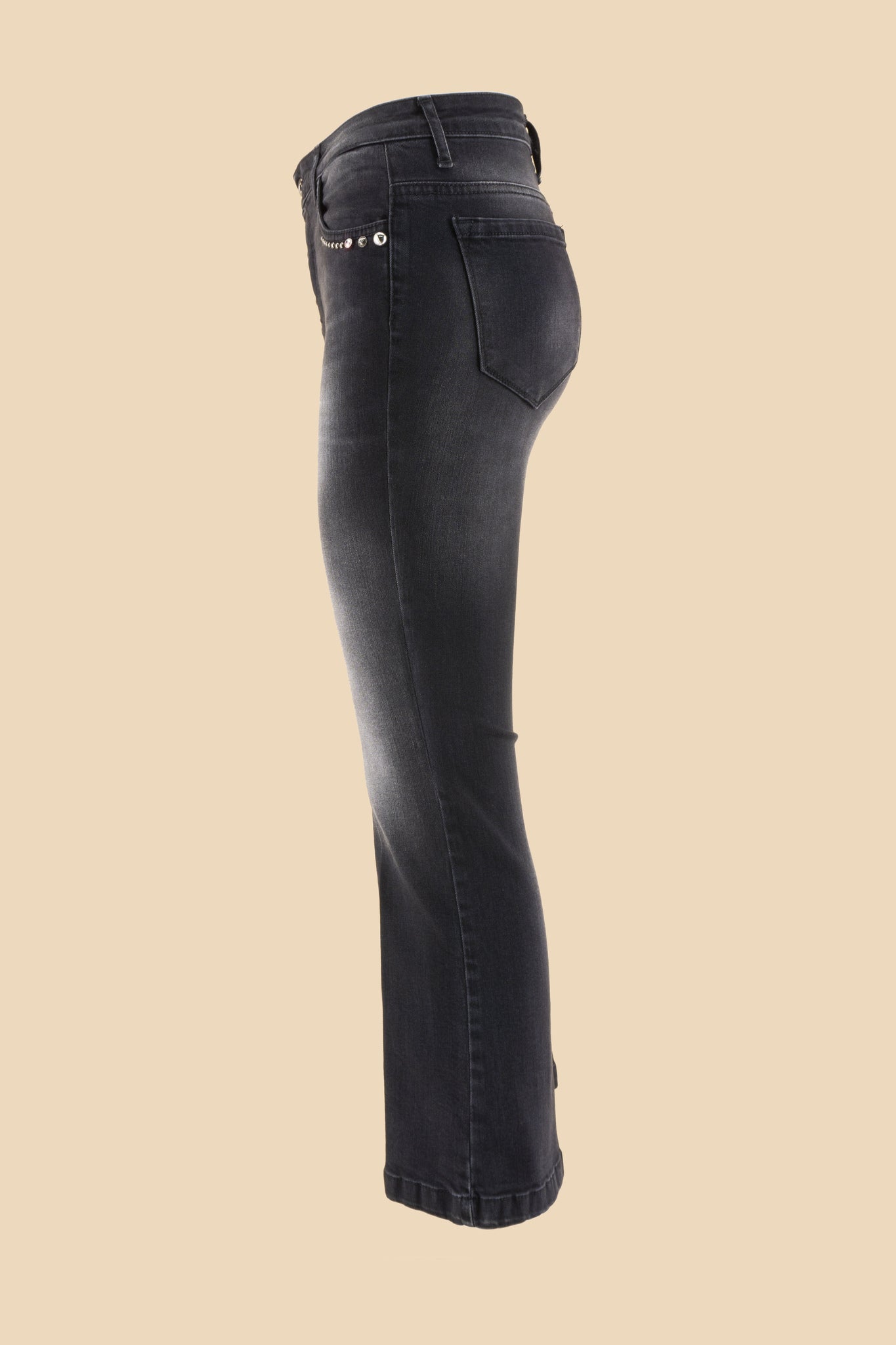 Jeans Grigio con Applicazioni / Grigio - Ideal Moda