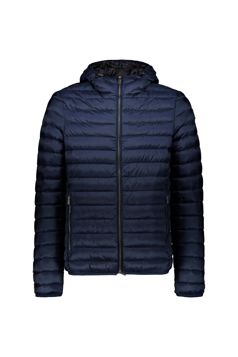Piumino con Cappuccio in Nylon Cirè / Blu - Ideal Moda