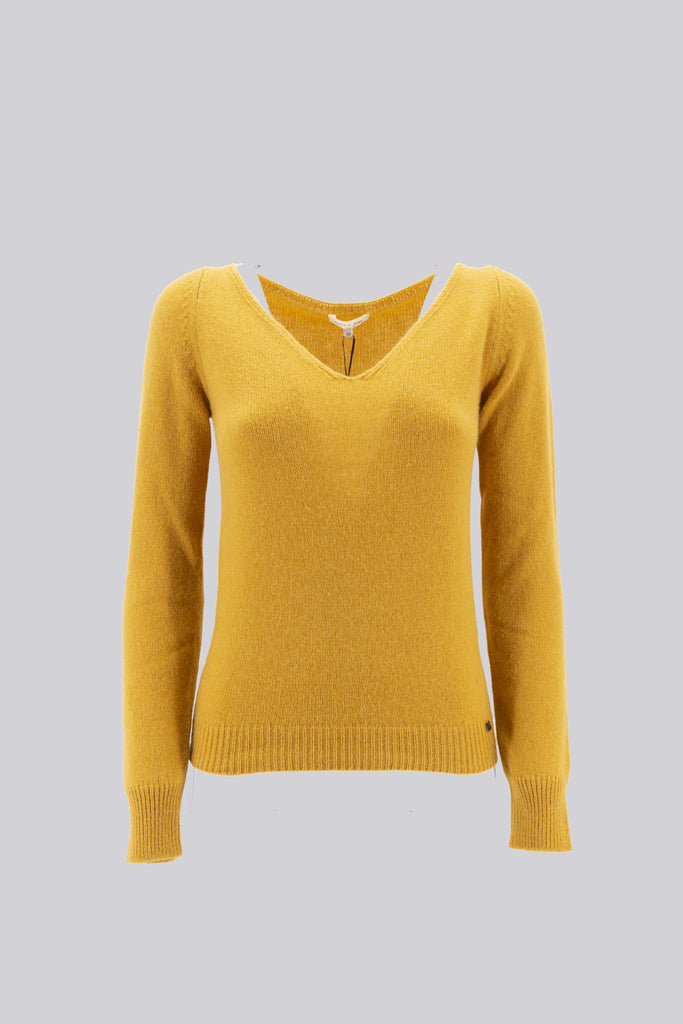 Maglia con Scollo a V / Giallo - Ideal Moda