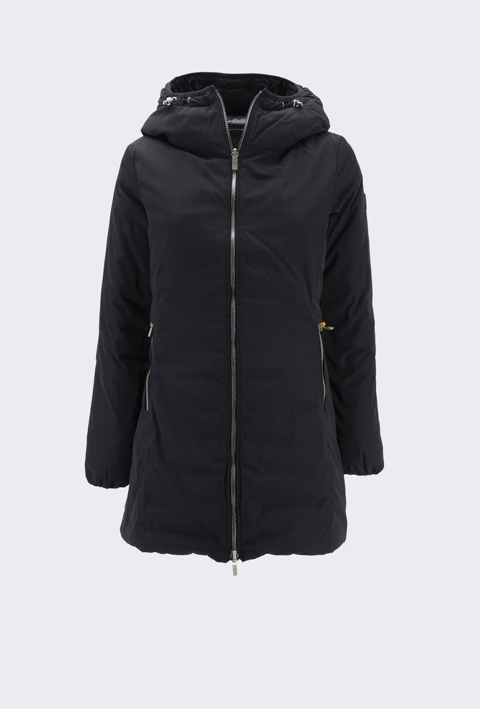 Piumino Lungo reversibile in Taffetas / Nero - Ideal Moda