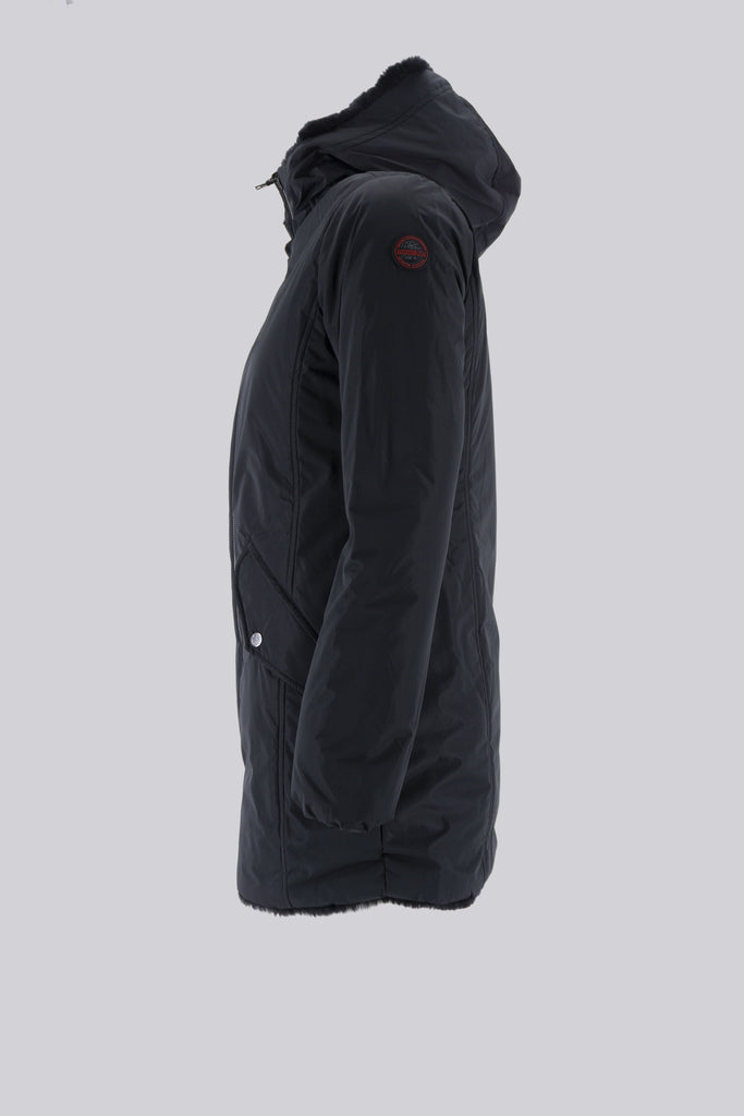 Katie giubbino medio con eco pelliccia reversibile / Nero - Ideal Moda