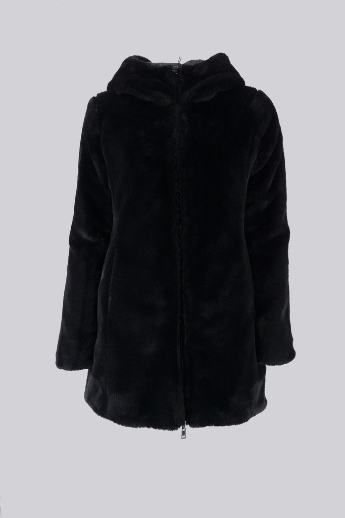 Katie giubbino medio con eco pelliccia reversibile / Nero - Ideal Moda