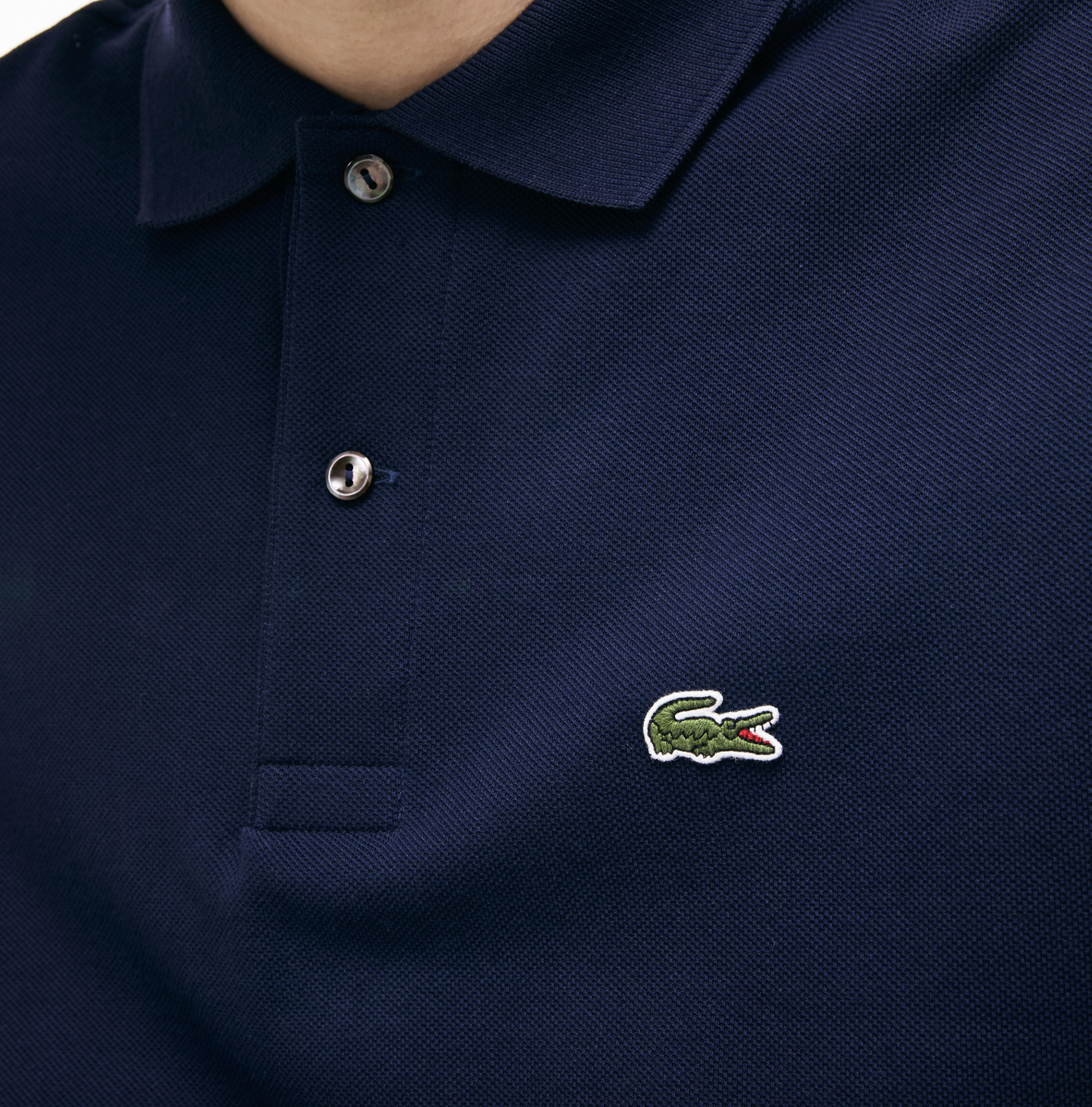 Polo Lacoste di taglio classico con maniche lunghe in petit piqué / Blu - Ideal Moda