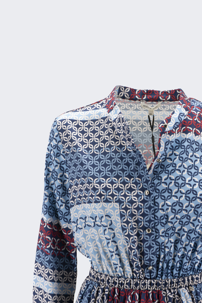 Abito Lungo a Fantasia / Azzurro - Ideal Moda