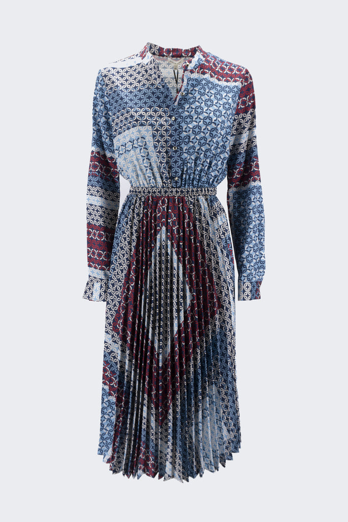 Abito Lungo a Fantasia / Azzurro - Ideal Moda