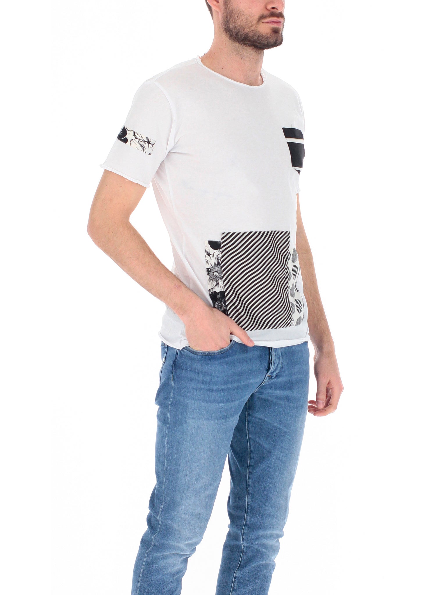 T-Shirt toppe cucite in fantasia / Bianco - Ideal Moda