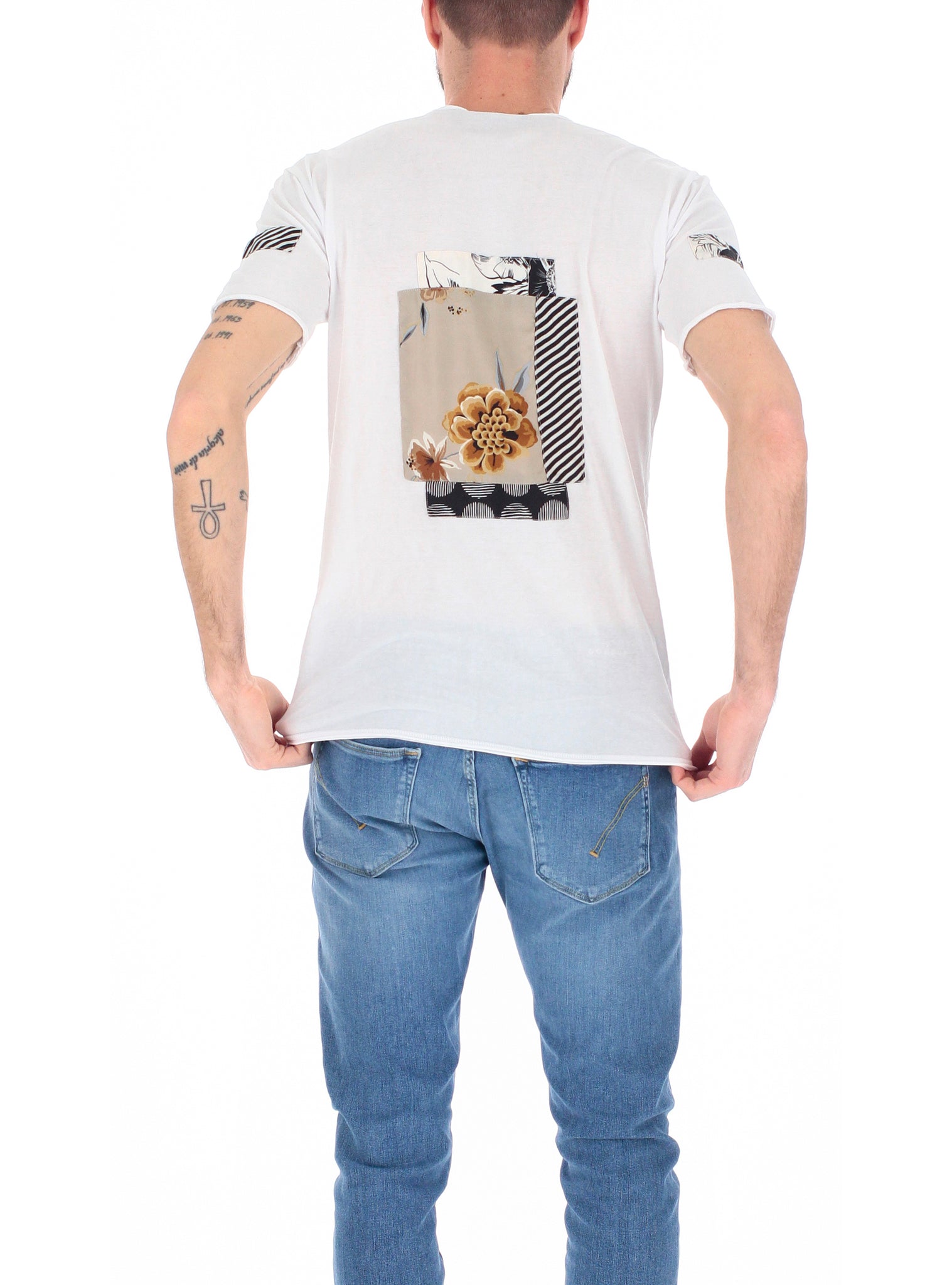 T-Shirt toppe cucite in fantasia / Bianco - Ideal Moda