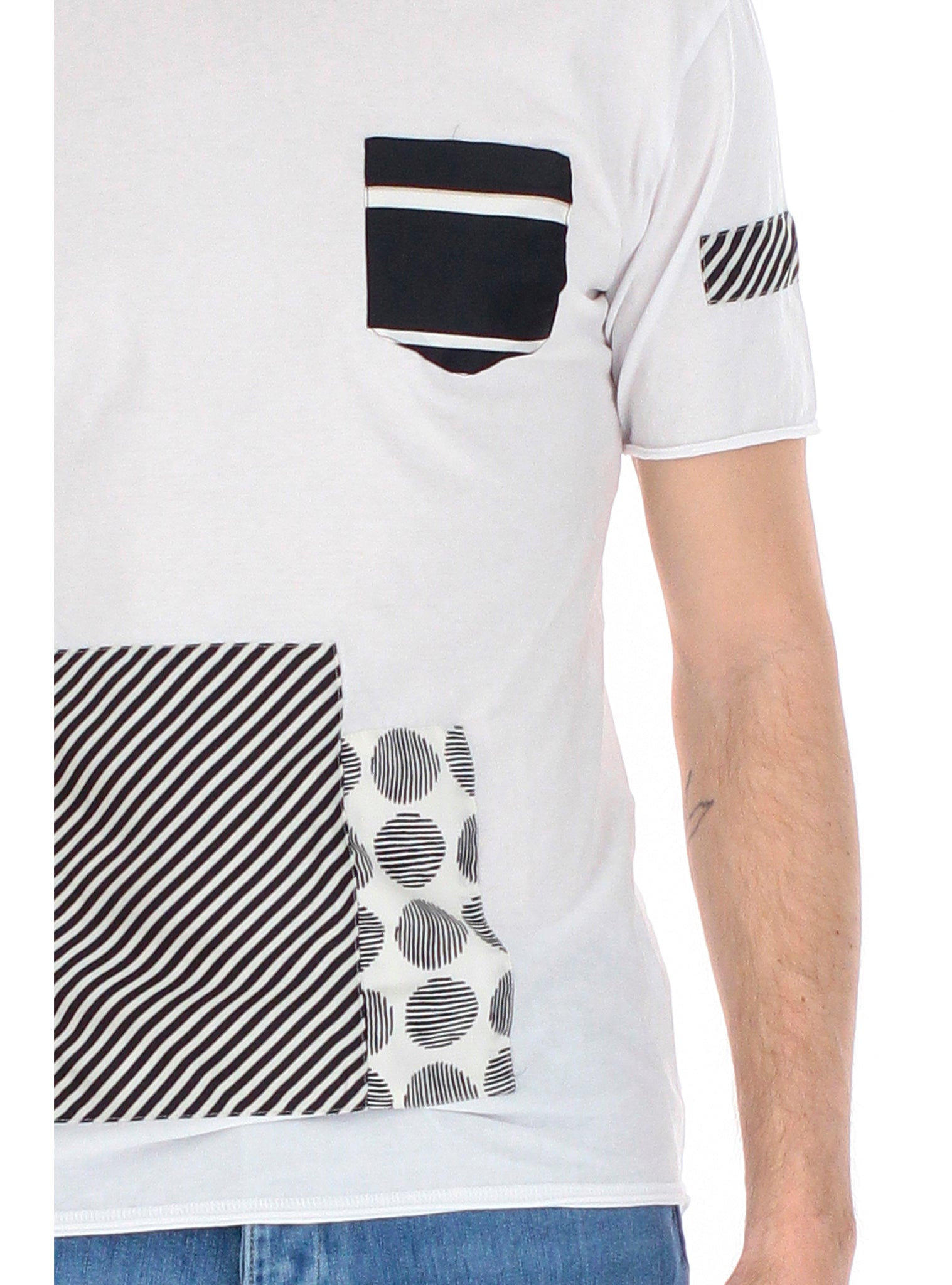 T-Shirt toppe cucite in fantasia / Bianco - Ideal Moda