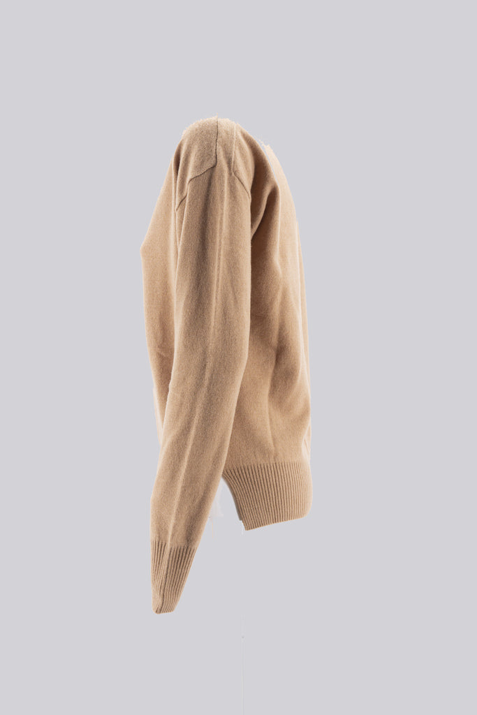 Maglia Scollo a V / Beige - Ideal Moda