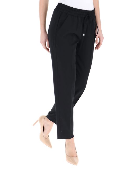 Pantalone regolabile in vita con lacci / Nero - Ideal Moda
