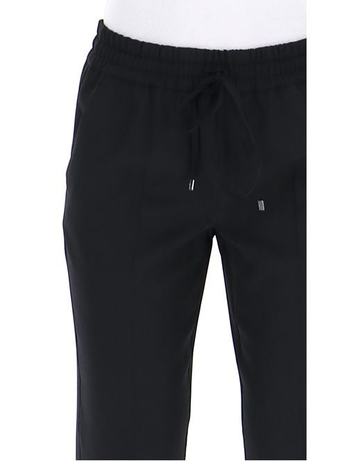 Pantalone regolabile in vita con lacci / Nero - Ideal Moda