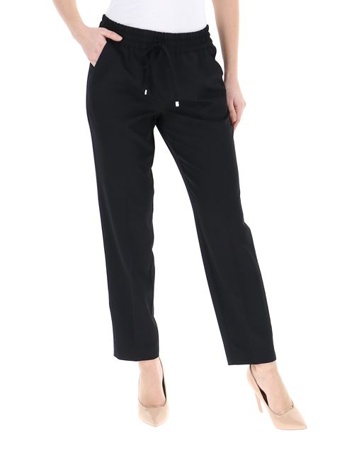 Pantalone regolabile in vita con lacci / Nero - Ideal Moda