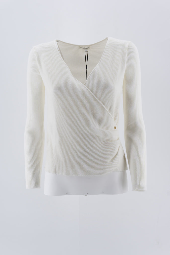 Maglia a Incrocio / Bianco - Ideal Moda