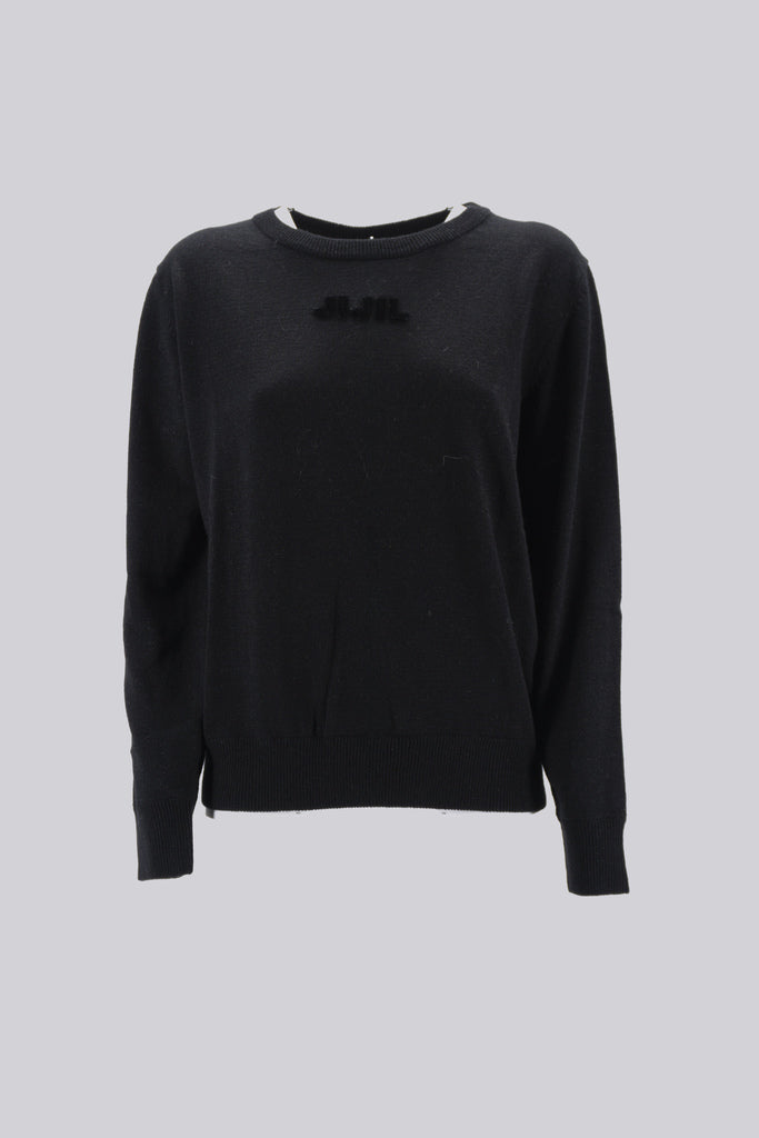 Maglia girocollo in filo lamè / Nero - Ideal Moda