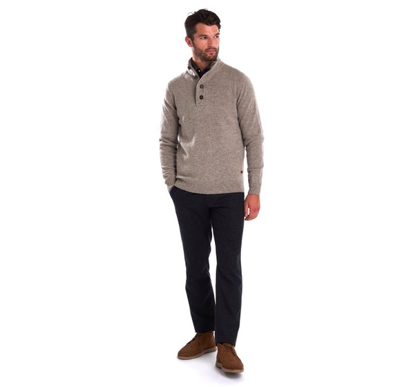 Maglione Mezza Zip con Patch / Beige - Ideal Moda