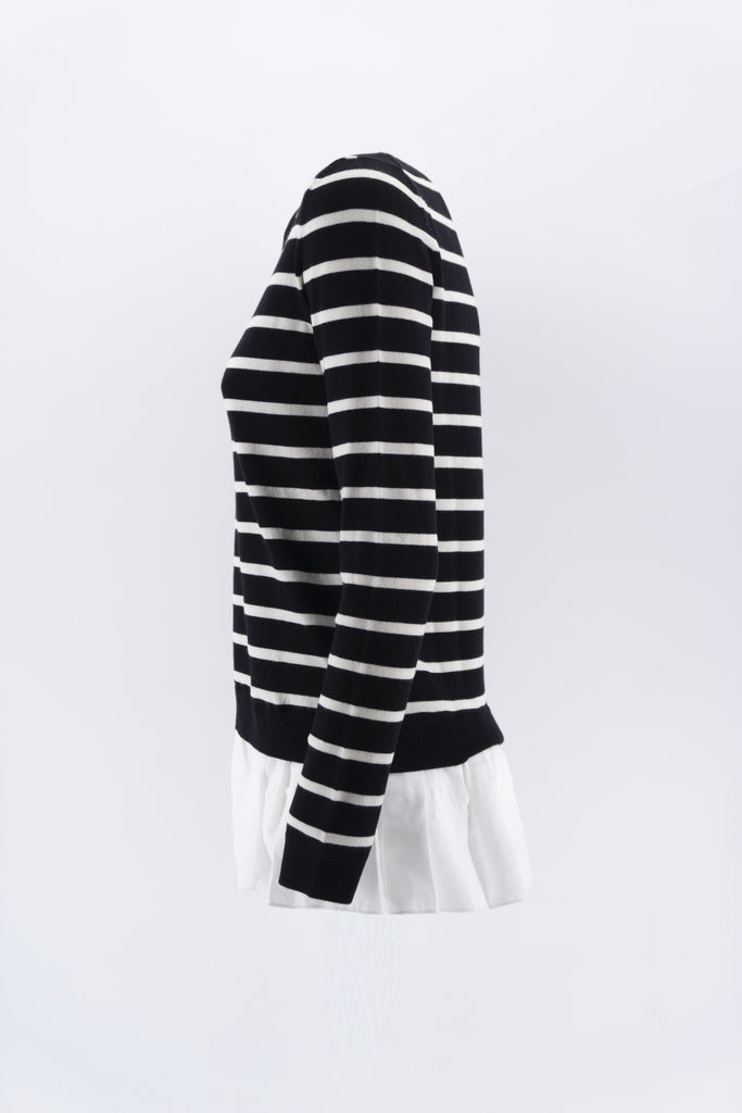 Maglia Girocollo a Righe / Nero - Ideal Moda