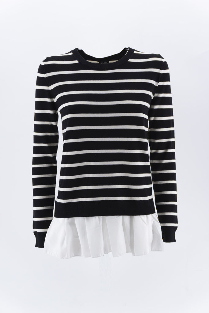 Maglia Girocollo a Righe / Nero - Ideal Moda