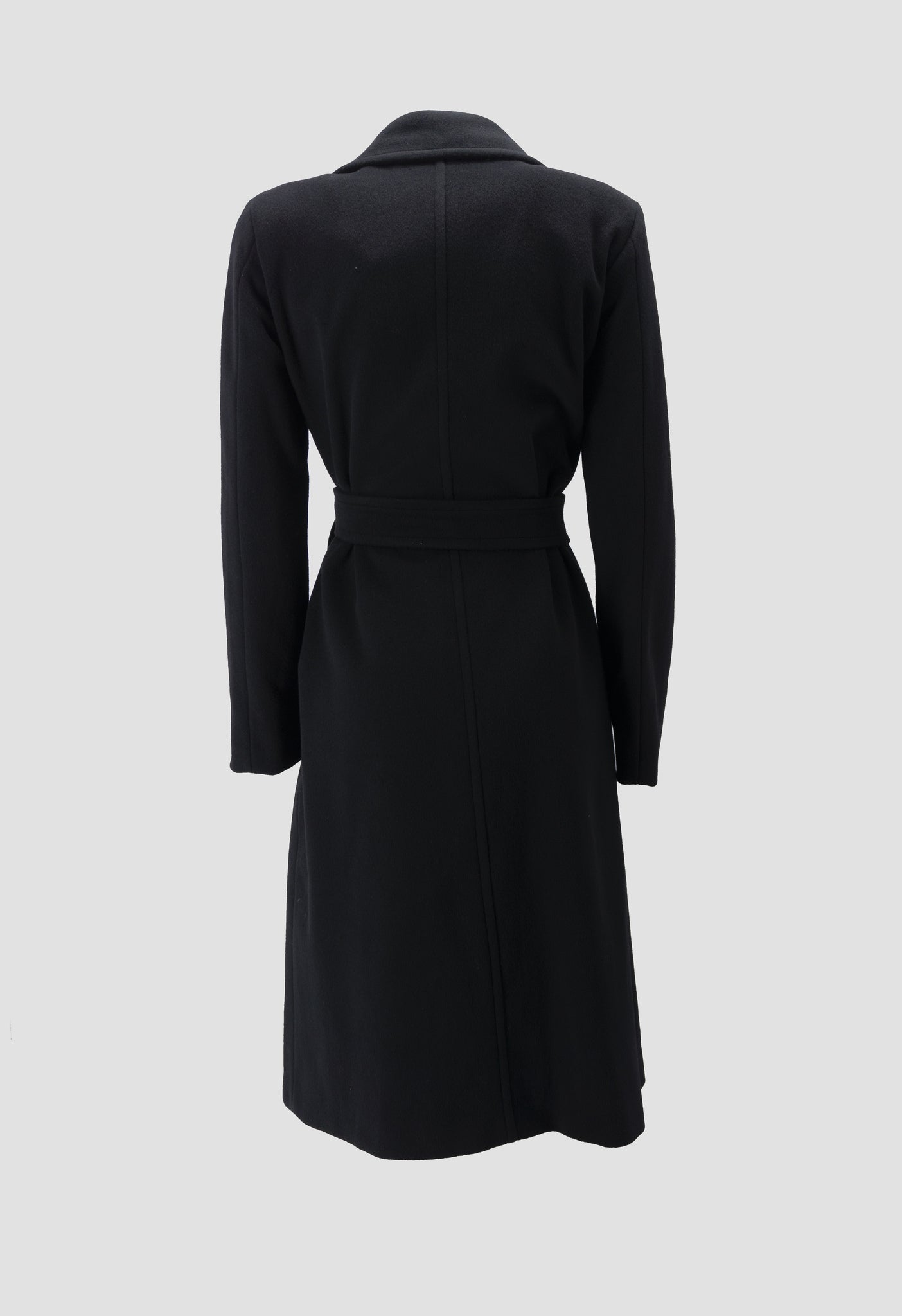 Cappotto con Cintura / Nero - Ideal Moda