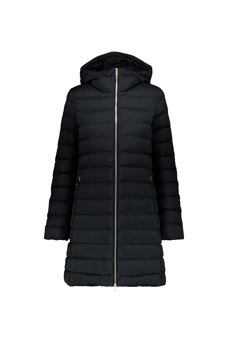 Piumino media Lunghezza Nylon Stretch / Nero - Ideal Moda