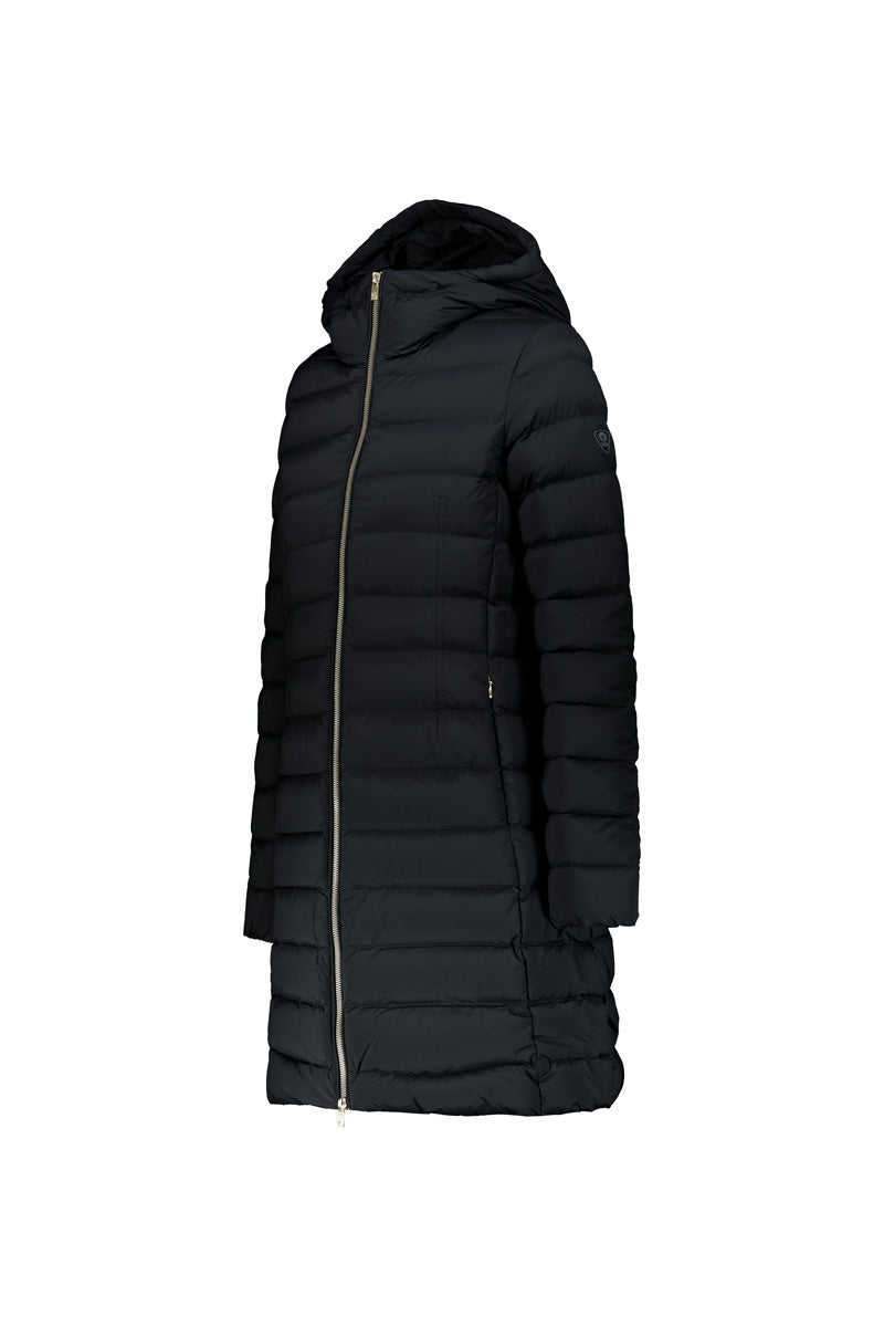 Piumino media Lunghezza Nylon Stretch / Nero - Ideal Moda
