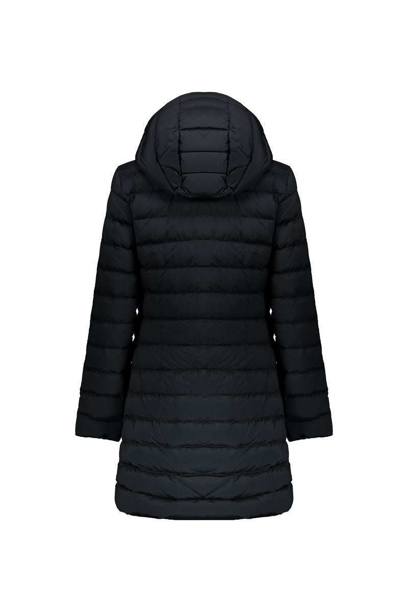 Piumino media Lunghezza Nylon Stretch / Nero - Ideal Moda