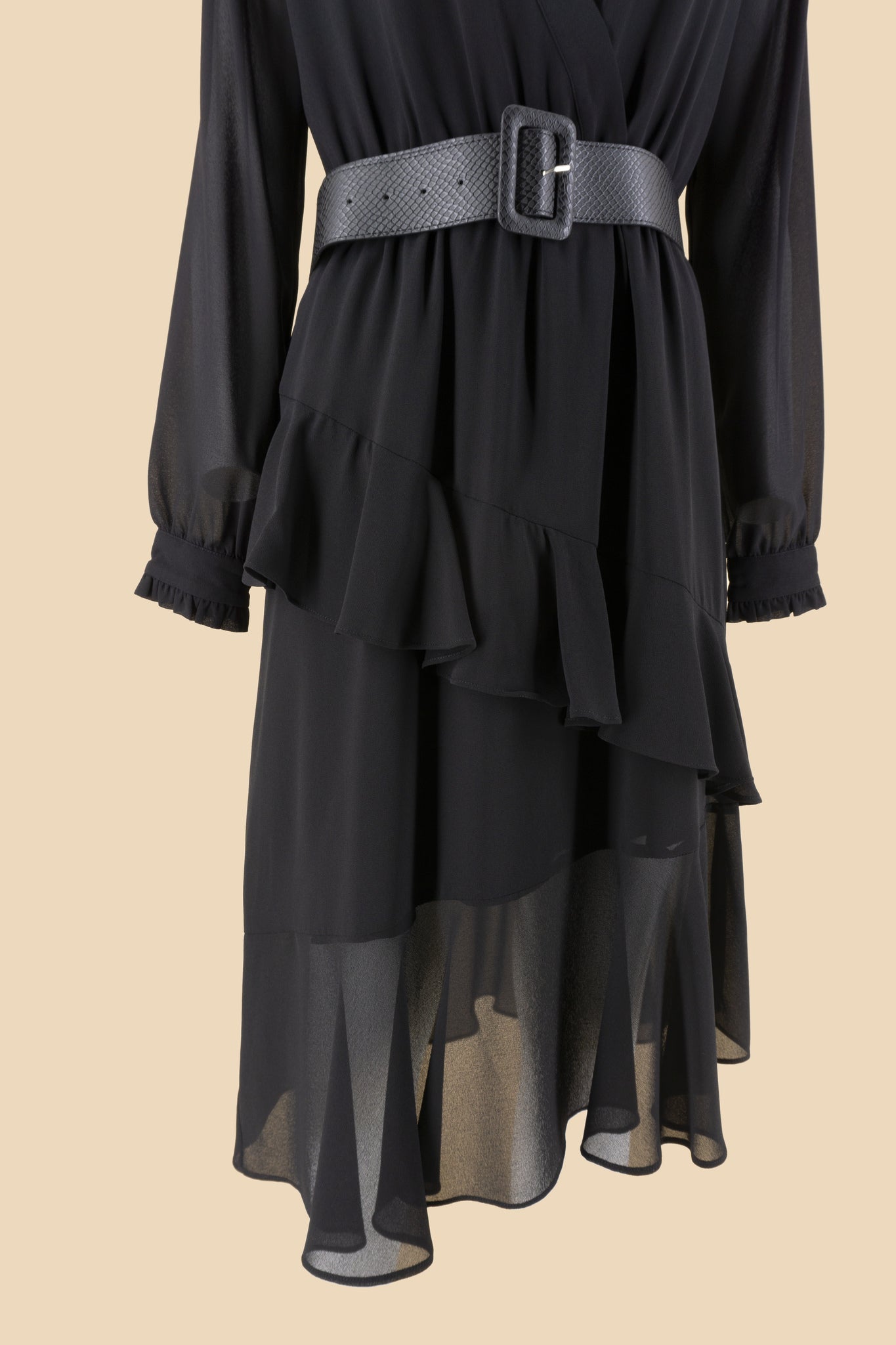Abito con Cintura / Nero - Ideal Moda