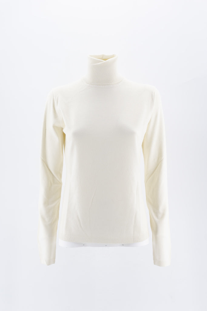 Maglia Basic Collo Alto / Bianco - Ideal Moda