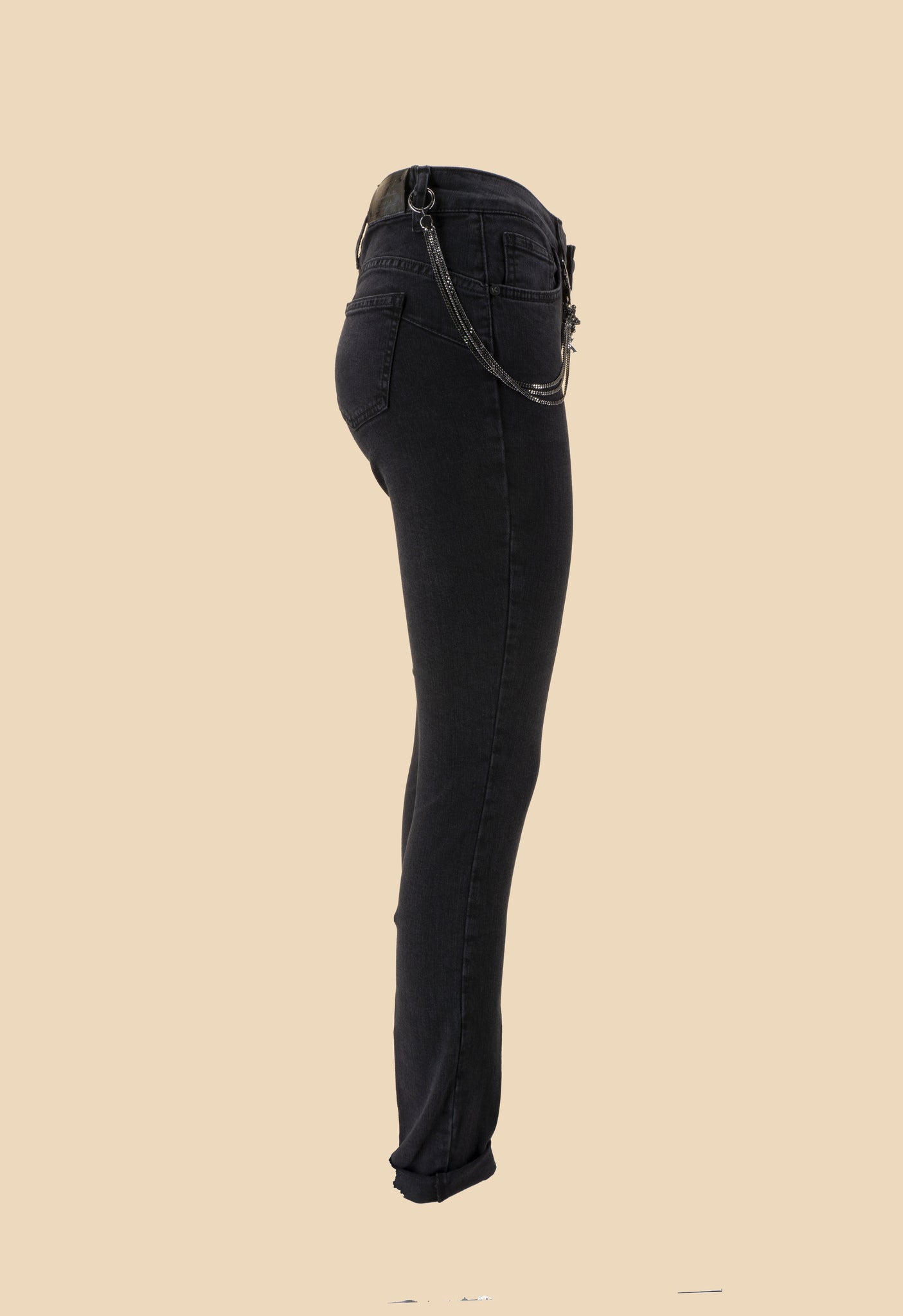 Jeans Nero con Applicazioni / Nero - Ideal Moda