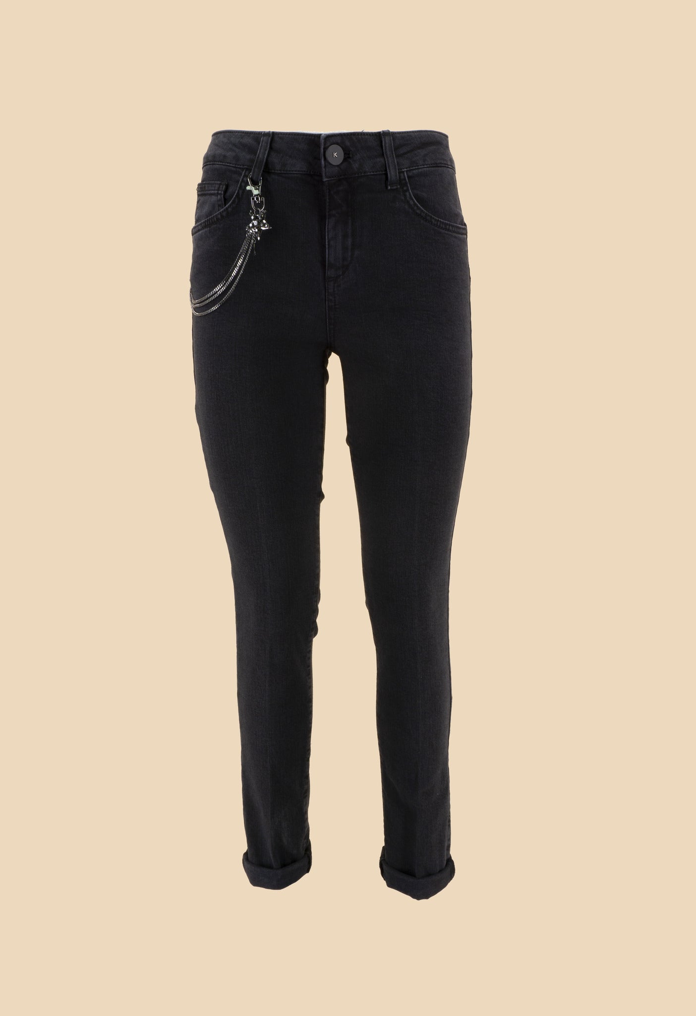 Jeans Nero con Applicazioni / Nero - Ideal Moda