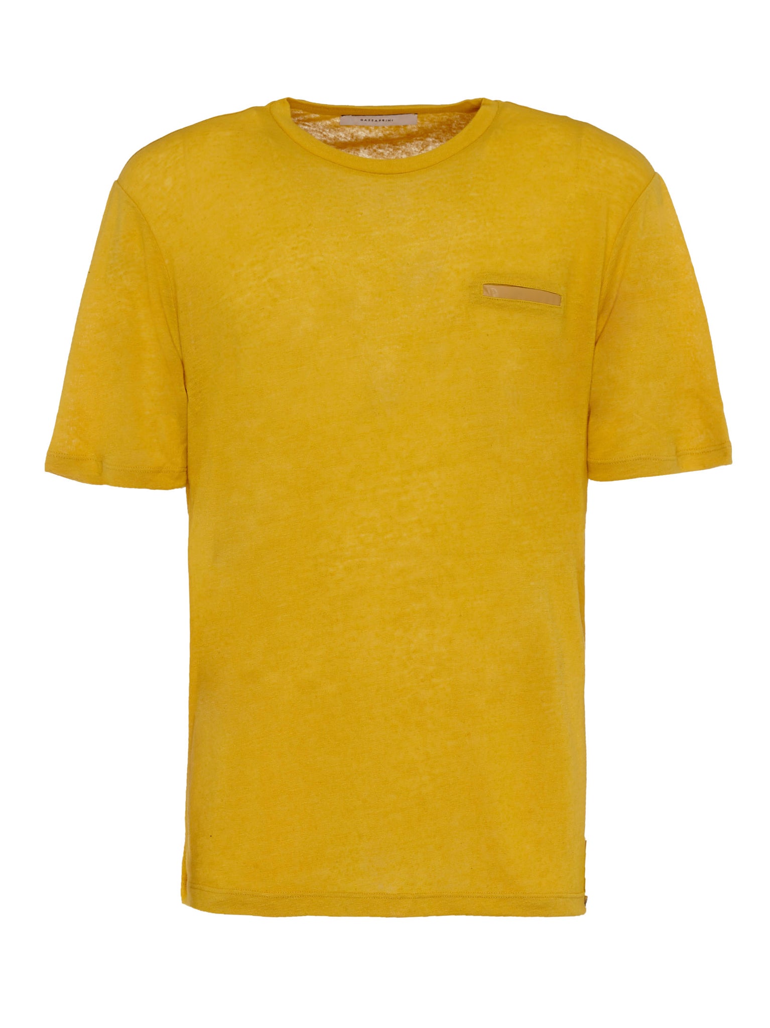 T-Shirt in lino con tasca sul petto / Giallo - Ideal Moda