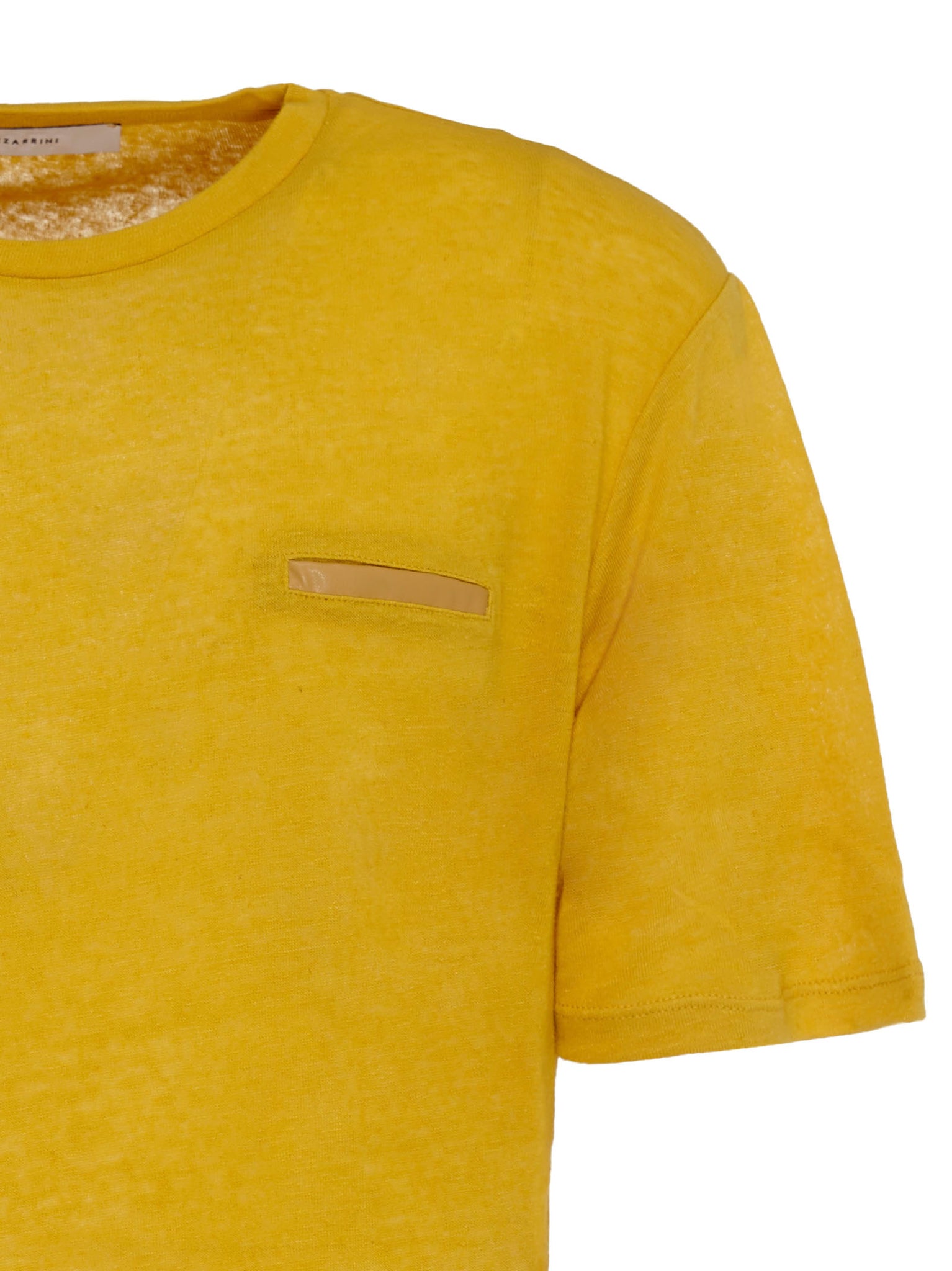 T-Shirt in lino con tasca sul petto / Giallo - Ideal Moda