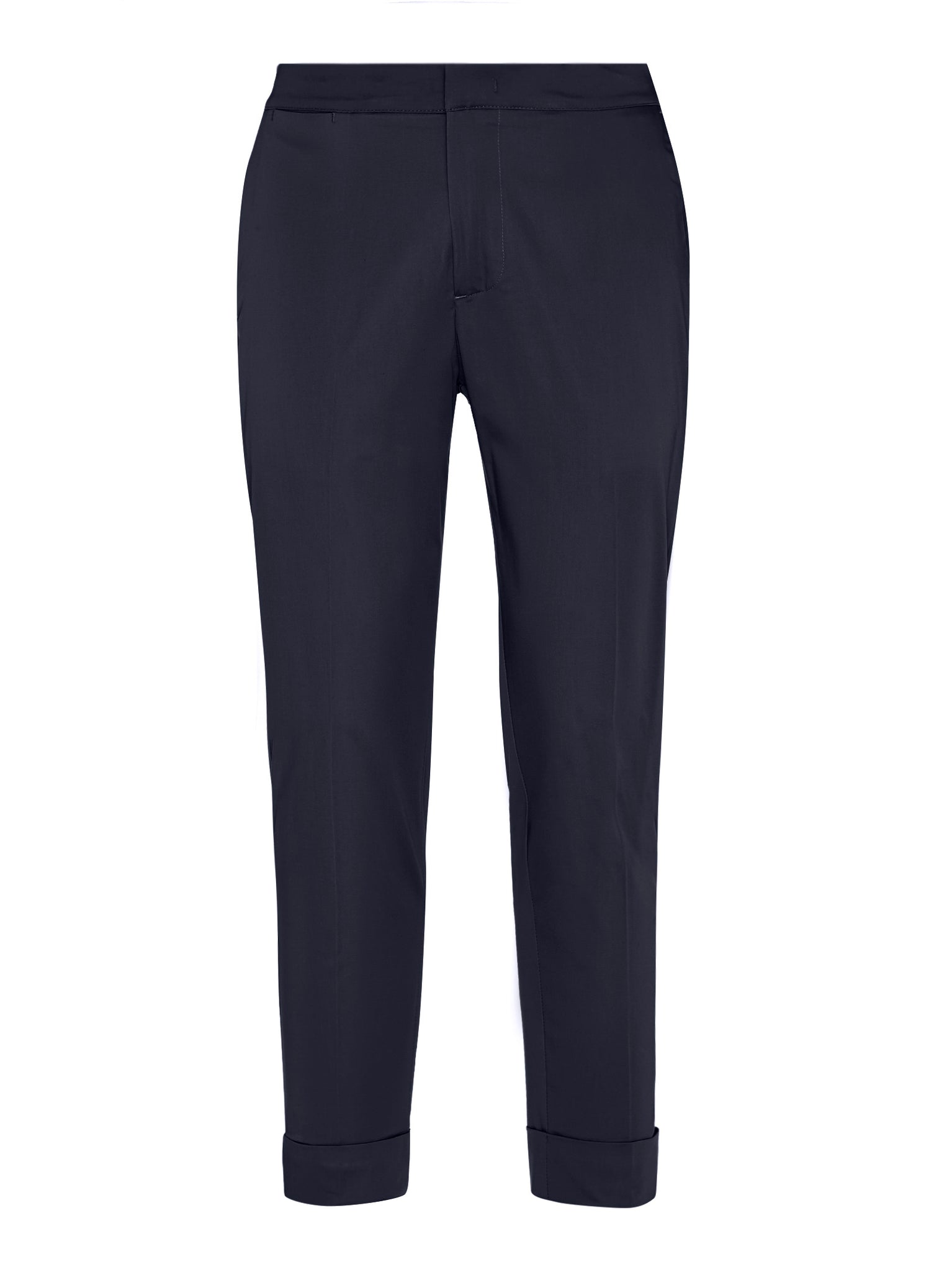 Pantaloni in cotone con risvolti, coulisse in vita e logo sul retro / Blu - Ideal Moda