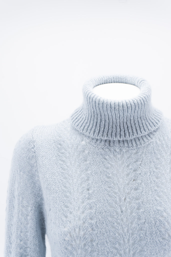 Maglia Collo Alto in Mohair / Azzurro - Ideal Moda