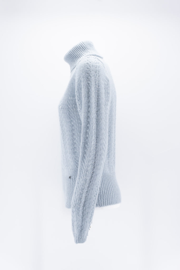 Maglia Collo Alto in Mohair / Azzurro - Ideal Moda